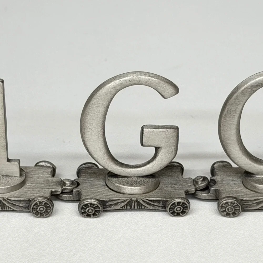 Fort Pewter Vintage #1 Golfer Miniature Train Set Collectible Desk Decor 9pc